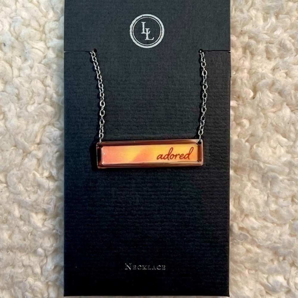Lucy Lu "ADORED" Stainless/Enamel Bar Necklace